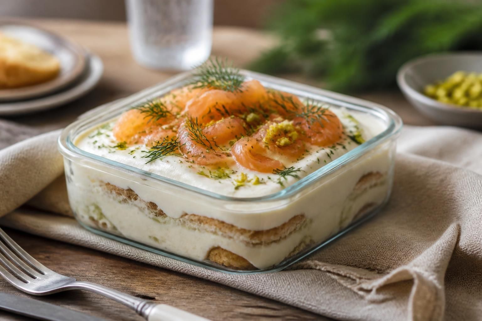 Tiramisu salé en verrine avec tomates cerises, stracciatella et basilic frais, servi bien froid pour l'été