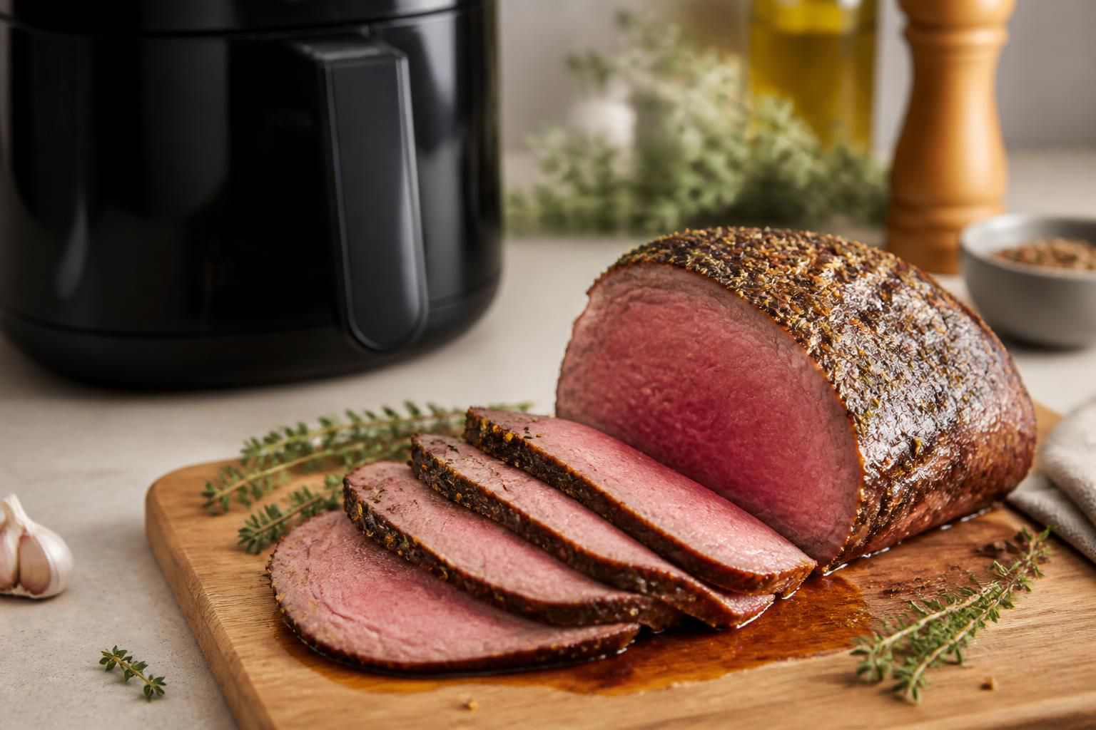 Rôti de bœuf à l'air fryer : tendre, juteux et express !