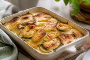 Gratin de courgettes et pommes de terre à la béchamel maison