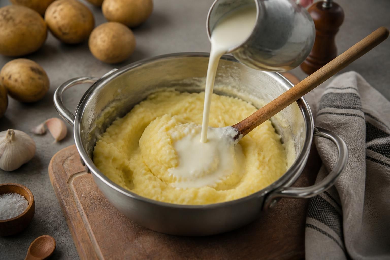Remplacer le lait par de la crème liquide dans la purée