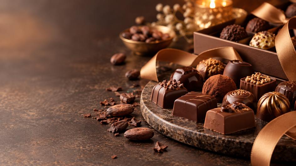 chocolats gourmands et cadeau doré