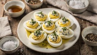 Oeufs durs revisités : mayonnaise au bleu
