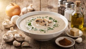 Soupe de champignons de Paris : recette légère et savoureuse