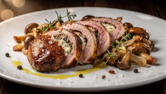 Magret de canard farci au fromage bleu et champignons : recette gourmande