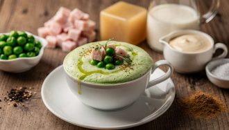 Cappuccino Léger de Petits Pois au Jambon