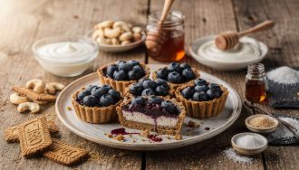 Tartelettes crues légères aux myrtilles et spéculoos