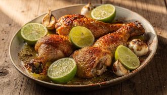 Pilons de poulet légers : recette citron vert et ail