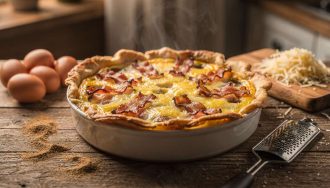 Recette de quiche sans pâte au fromage et lardons