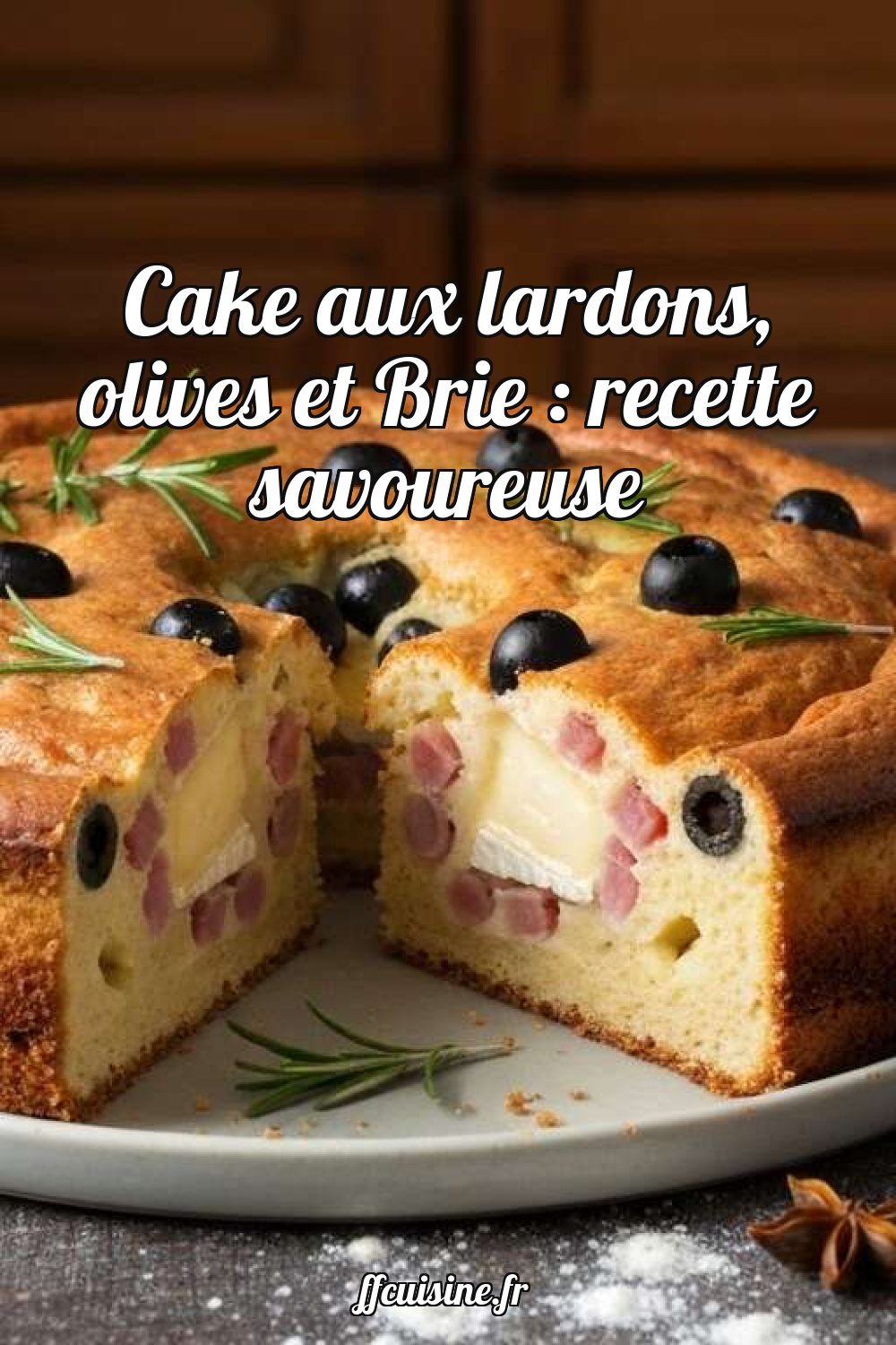 Cake aux lardons, olives et Brie