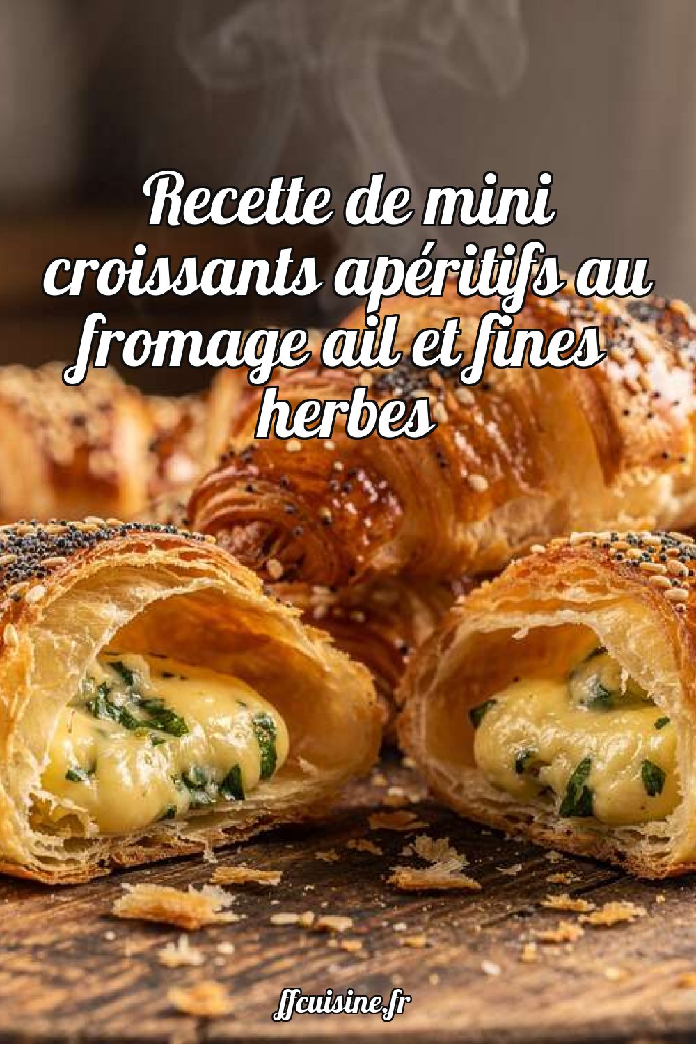 Recette de mini croissants apéritifs au fromage ail et fines herbes