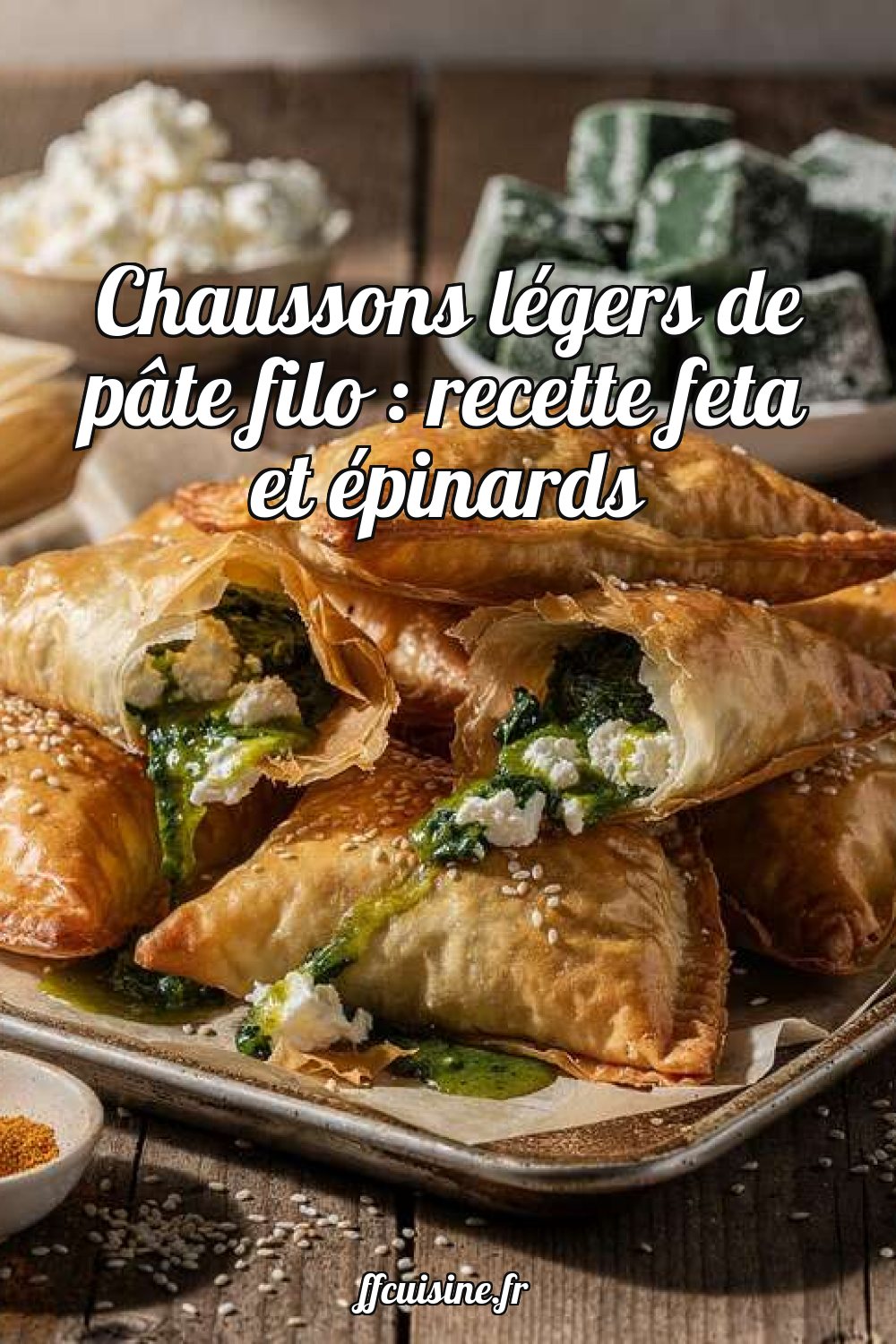 Chaussons légers de pâte filo : recette feta et épinards