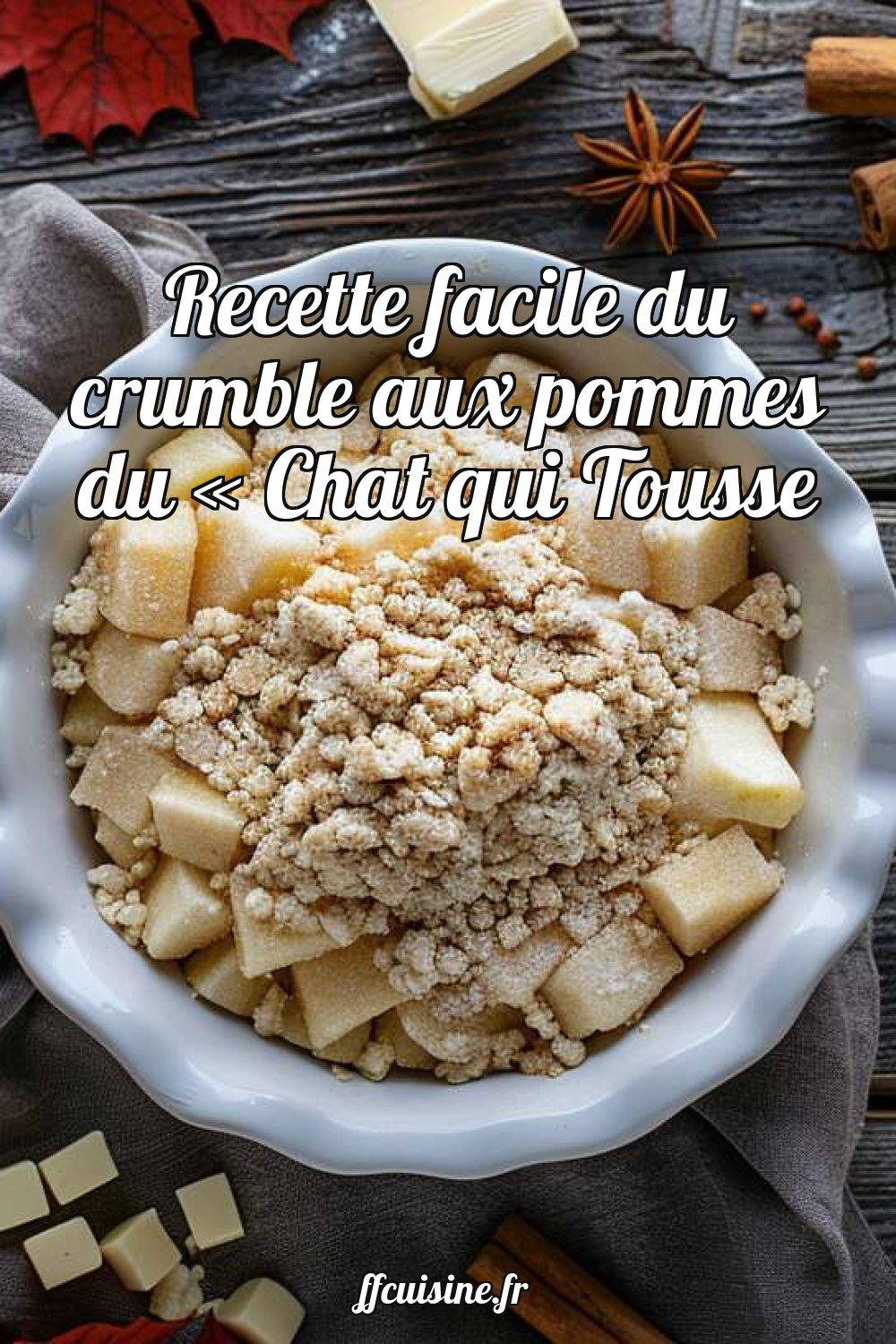 Recette facile du crumble aux pommes du « Chat qui Tousse »